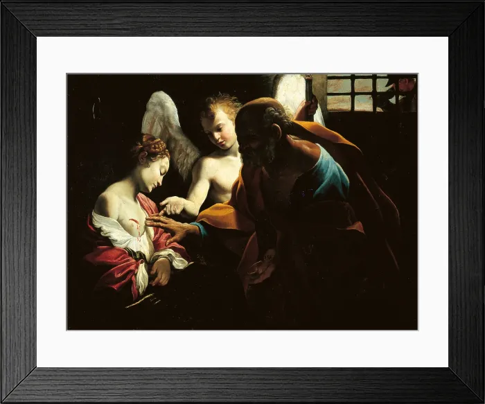 Framed Print : St Peter Healing St Agatha, by Giovanni Lanfranco, 1613 - 1614 about, 17th Century, oil on canvas, cm 100 x 132, 5 - Italy, Emilia Romagna, Parma, National Gallery. All