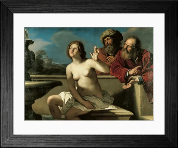 Framed Print : Susanna and the Elders, by Giovan Francesco Barbieri known as il Guercino, 1649 - 1650, 17th Century, oil on canvas, cm 132, 5 x 180 - Italy, Emilia Romagna, Parma