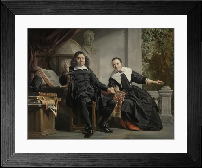 Framed Print : Abraham Casteleyn and his Wife, Margarieta van Bancken, by Jan de Bray, 1663, Dutch oil painting. Casteleyn was a printer and founded the newspaper Haerlemse Courant