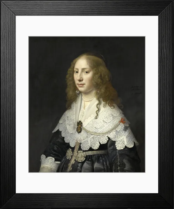 Framed Print : Aegje Hasselaer, Wife of Henrick Hooft, by Michiel Jansz van Mierevelt, 1640, Dutch oil painting