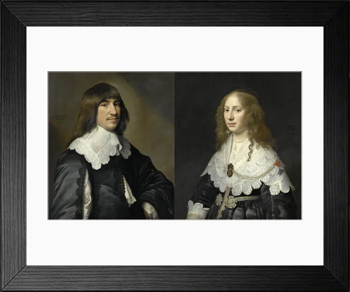 Framed Print : Marriage portraits of Henrick Hooft, and Aegje Hasselaer, his wife, by Michiel Jansz van Mierevelt, 1640, Dutch painting, oil on canvas
