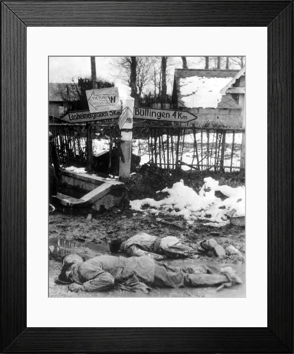 Framed Print : American soldiers, stripped of equipment, lie dead, face down in Belgium Framed Print : American soldiers, stripped of equipment, lie dead, face down in Belgium