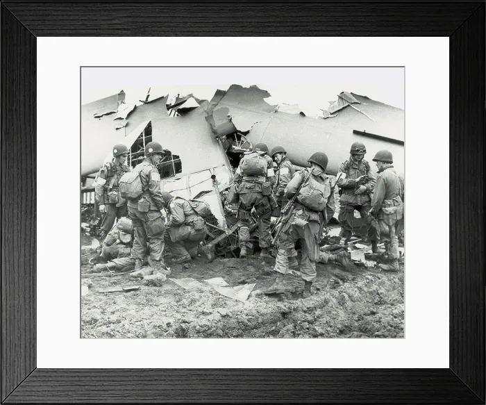 Framed Print : Wreckage of an Allied glider that carried men and weapons behind German lines in the Netherlands. Operation Market Garden, Sept. 17-25, 1944
