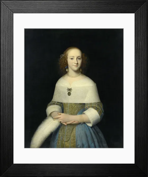 Framed Print : Portrait of a Young Lady, by Isaack Luttichuys, 1656, Dutch painting, oil on canvas. She holds an ostrich feather (BSLOC_2016_3_77) Framed Print : Portrait of a Young Lady, by Isaack Luttichuys, 1656, Dutch painting, oil on canvas. She holds an ostrich feather (BSLOC_2016_3_77)