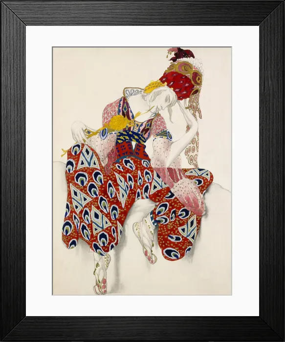 Framed Print : Leon Baksts costume design for Ballet Russe production of The Flower of Immortality. It was worn for role of Iksender danced by Vaslav Nijinsky in 1922 (BSLOC_2017_12_49)