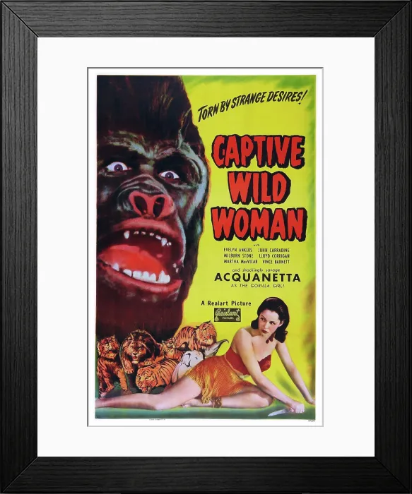 Framed Print : CAPTIVE WILD WOMAN, Acquanetta on poster art, 1943