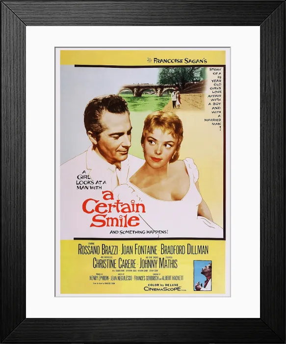 Framed Print : A CERTAIN SMILE, US poster art, from left: Rossano Brazzi, Christine Carere, 1958. TM & Copyright 20th Century-Fox Film Corp. All rights reserved / courtesy Everett Collection