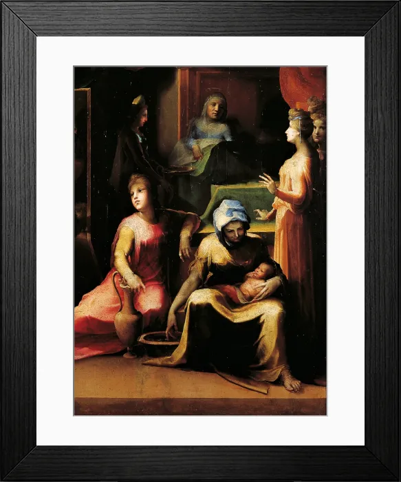 Framed Print : Birth of the Virgin Mary, by Domenico di Giacomo di Pace known as Beccafumi Domenico, 1530, 16th Century, oil on panel, cm 225 x 145 - Italy, Tuscany, Siena, National Art Gallery Framed Print : Birth of the Virgin Mary, by Domenico di Giacomo di Pace known as Beccafumi Domenico, 1530, 16th Century, oil on panel, cm 225 x 145 - Italy, Tuscany, Siena, National Art Gallery