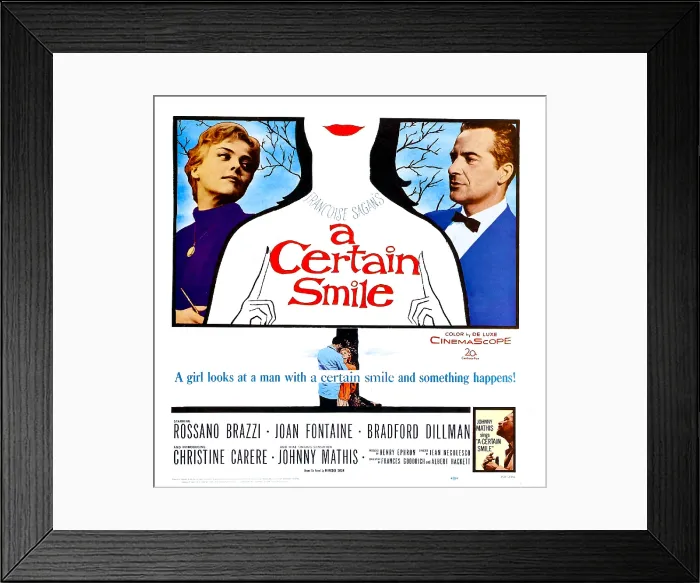 Framed Print : A CERTAIN SMILE, US poster, from left: Christine Carere, Rossano Brazzi, 1958. 20th Century Fox Film Corp. TM & Copyright, All rights reserved / courtesy Everett Collection
