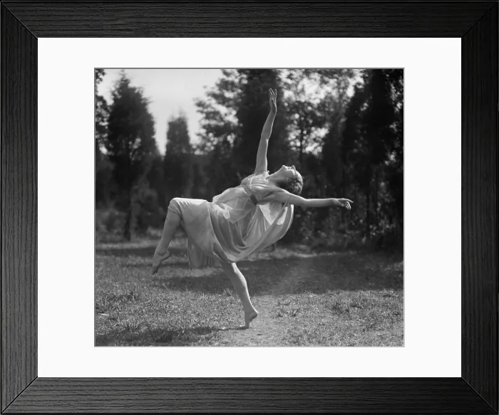 Framed Print : Russian dancer Desiree Lubowska of the National American Ballet performs outdoors, Aug. 1924 (BSLOC_2017_12_43)