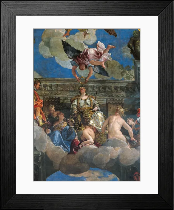 Framed Print : Triumph of Venice (Apotheosis of Venice), by Paolo Caliari known as Veronese, 1581 - 1583 about, 16th Century, oil on oval canvas, cm 904 x 580 - Italy, Veneto, Venice Framed Print : Triumph of Venice (Apotheosis of Venice), by Paolo Caliari known as Veronese, 1581 - 1583 about, 16th Century, oil on oval canvas, cm 904 x 580 - Italy, Veneto, Venice