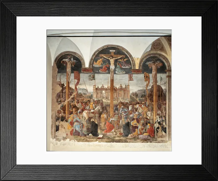 Framed Print : Crucifixion, by Giovanni Donato da Montorfano, 1495, 15th Century, fresco, - Italy, Lombardy, Milan, Refectory of Santa Maria delle Grazie convent, south wall. All Framed Print : Crucifixion, by Giovanni Donato da Montorfano, 1495, 15th Century, fresco, - Italy, Lombardy, Milan, Refectory of Santa Maria delle Grazie convent, south wall. All