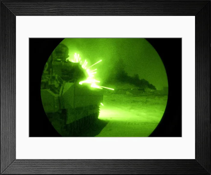 Framed Print : An Army Bradley Fighting Vehicle opens fire on anti-coalition forces during in Samarra Iraq on Sept. 30 2004. (BSLOC_2011_12_153) Framed Print : An Army Bradley Fighting Vehicle opens fire on anti-coalition forces during in Samarra Iraq on Sept. 30 2004. (BSLOC_2011_12_153)