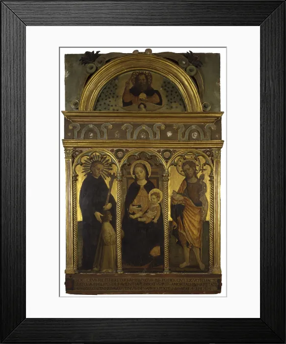 Framed Print : Enthroned Madonna with Child among Saints, by Agostino da Vaprio, 1498, 15th Century, tempera on board - Italy, Lombardy, Pavia, Parish of Saints Primo and Feliciano Martyrs Framed Print : Enthroned Madonna with Child among Saints, by Agostino da Vaprio, 1498, 15th Century, tempera on board - Italy, Lombardy, Pavia, Parish of Saints Primo and Feliciano Martyrs