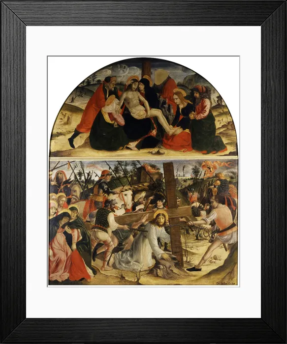 Framed Print : Piet. Road to Calvary, by Vincenzo Civerchio, 1490, 15th Century, oil on canvas - Italy, Lombardy, Travagliato, Parrish Church of Saints Peter and Paul. Whole artwork view
