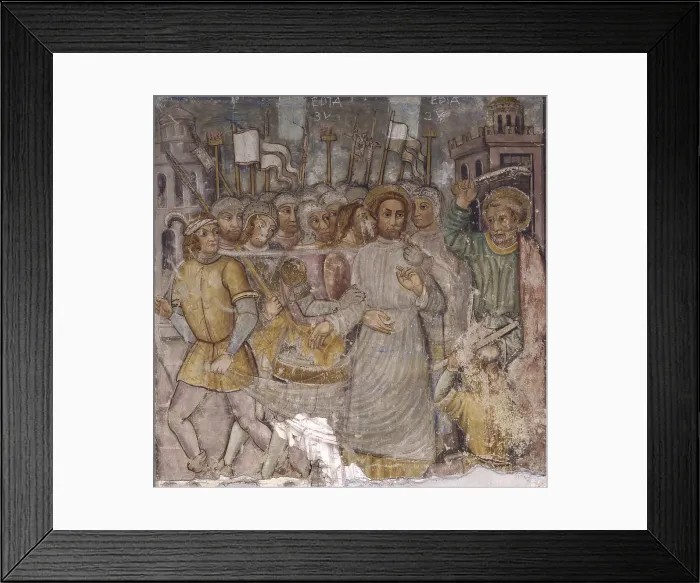 Framed Print : Arrest of Christ, by Unknown Artist, 11th Century, fresco - Italy, Lombardy, Provaglio d'Iseo, former Convent of Saint Peter in Lamosa. Whole artwork view