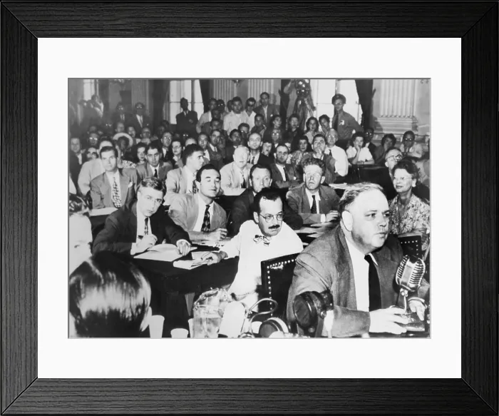 Framed Print : Whittaker Chambers before the House Un-American Activities Committee, Aug. 25, 1948. He repeated his testimony that State Department Director, Alger Hiss, was a secret communist Framed Print : Whittaker Chambers before the House Un-American Activities Committee, Aug. 25, 1948. He repeated his testimony that State Department Director, Alger Hiss, was a secret communist