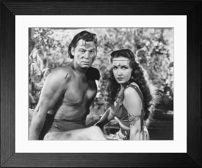 Framed Print : TARZAN TRIUMPHS, from left, Johnny Weissmuller, Frances Gifford, 1943 Framed Print : TARZAN TRIUMPHS, from left, Johnny Weissmuller, Frances Gifford, 1943