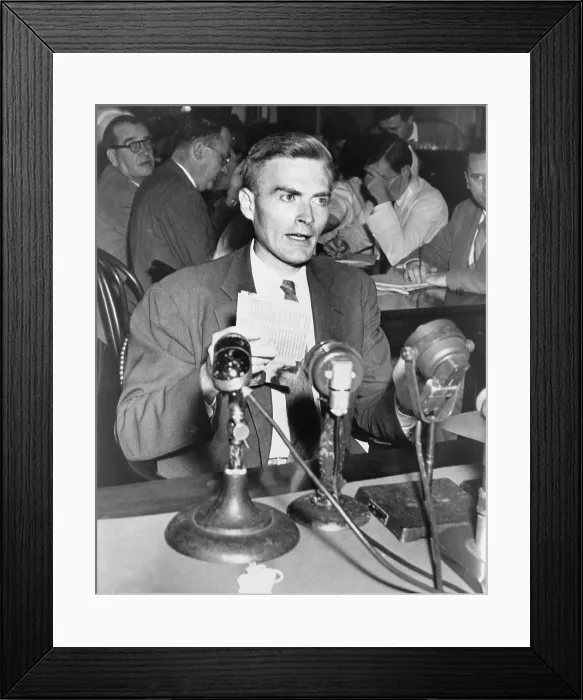 Framed Print : William Remington, testifying at a Senate investigation of communists in U.S. government in 1948 Framed Print : William Remington, testifying at a Senate investigation of communists in U.S. government in 1948