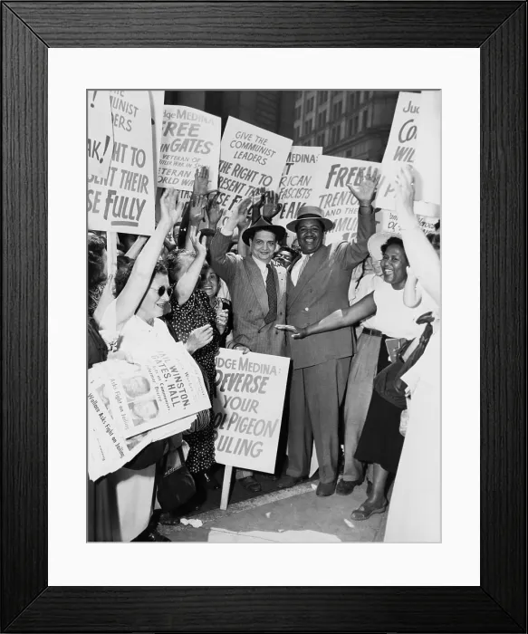 Framed Print : Robert Thompson and Benjamin Davis during the Foley Square Trial of American Communists in 1949