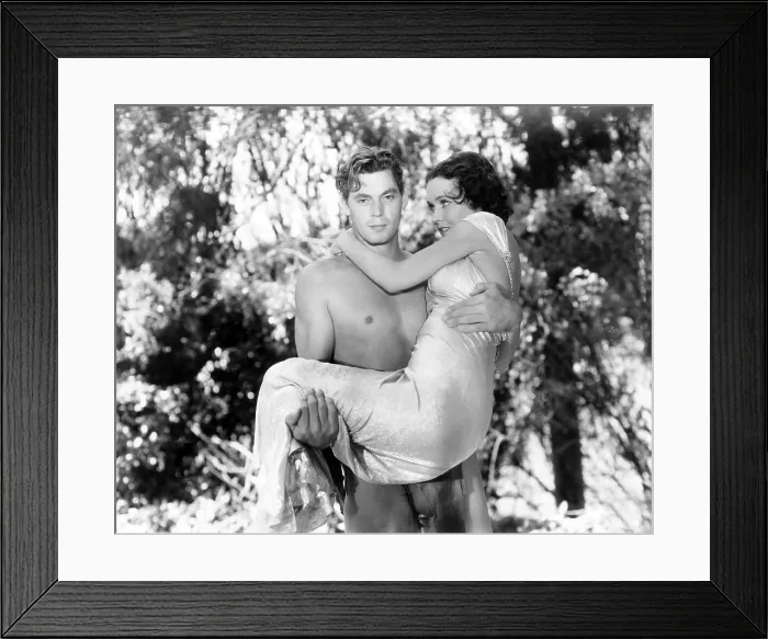 Framed Print : TARZAN THE APE MAN, Johnny Weissmuller, carrying Maureen O'Sullivan, 1932