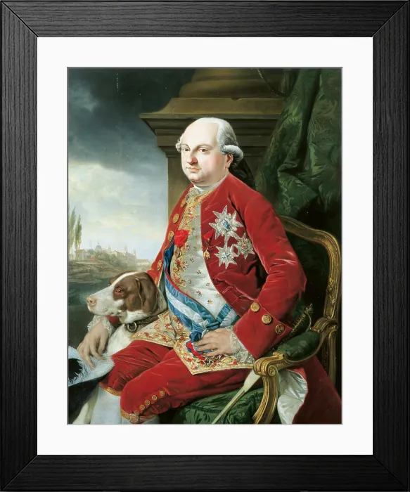 Framed Print : Portrait of Don Ferdinando of Bourbon, by Johann Zoffany, 1778 - 1779, 18th Century, oil on panel, cm 107 x 86 - Italy, Emilia Romagna, Parma, National Gallery. All