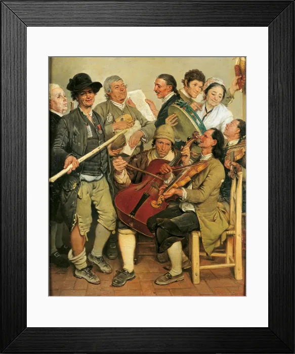 Framed Print : Corn Husking, by Johann Zoffany, 1778 post, 18th Century, oil on panel, cm 43, 5 x 38 - Italy, Emilia Romagna, Parma, National Gallery. All