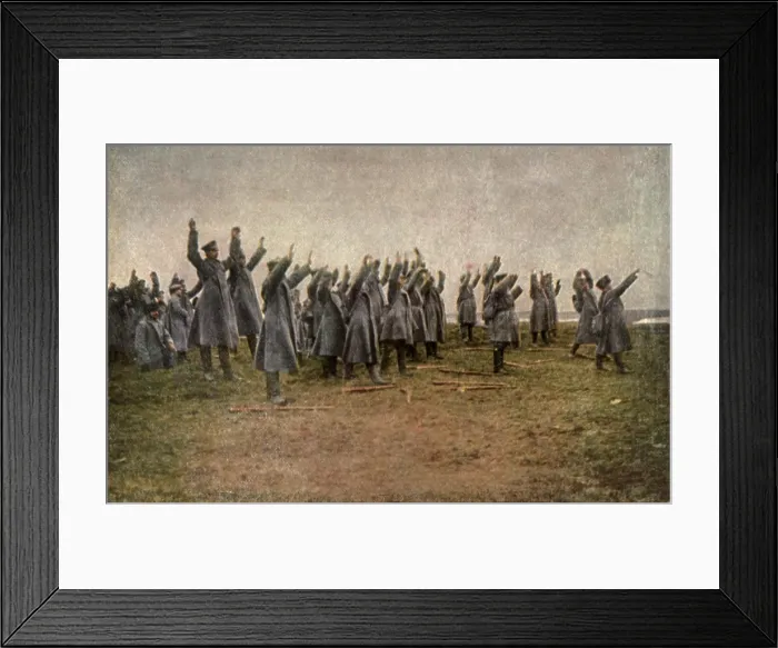 Framed Print : World War 1. Russian rear guard surrenders to the Germans after the fall of Warsaw in May 1915