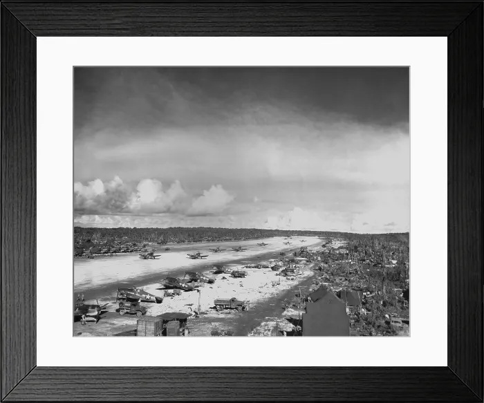 Framed Print : Airstrip on Orote Peninsula captured by U.S. Marines in the Battle of Guam, July-Aug. 1944. World War 2. (BSLOC_2013_14_45) Framed Print : Airstrip on Orote Peninsula captured by U.S. Marines in the Battle of Guam, July-Aug. 1944. World War 2. (BSLOC_2013_14_45)