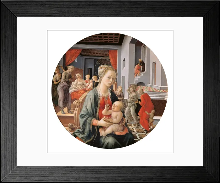 Framed Print : Virgin with the Child and Scenes from the Life of St Anne, by Filippo Lippi, 1452 - 1453 about, 15th Century, tempera on panel, cm 135 cm - Italy, Tuscany, Florence Framed Print : Virgin with the Child and Scenes from the Life of St Anne, by Filippo Lippi, 1452 - 1453 about, 15th Century, tempera on panel, cm 135 cm - Italy, Tuscany, Florence