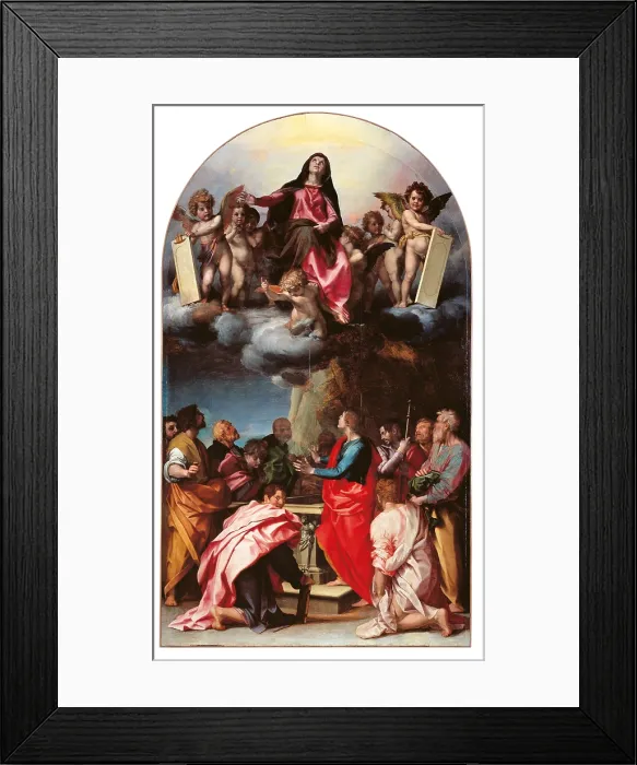 Framed Print : Assumption of the Virgin, by Andrea DAgnolo known as Andrea del Sarto, 1522 - 1525, 16th Century, tempera on panel, cm 362 x 209 - Italy, Tuscany, Florence, Palazzo Pitti