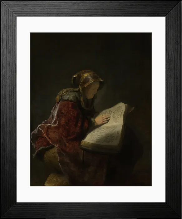 Framed Print : Old Woman Reading, Probably the Prophetess Hannah, by Rembrandt, 1631, Dutch painting, oil on panel