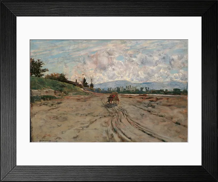 Framed Print : On Shore of the Arno River, by Telemaco Signorini, 1863 - 1865, 19th Century, oil on board, cm 19 x 33 - Italy, Tuscany, Florence, Palazzo Pitti, Gallery of Modern Art. All Framed Print : On Shore of the Arno River, by Telemaco Signorini, 1863 - 1865, 19th Century, oil on board, cm 19 x 33 - Italy, Tuscany, Florence, Palazzo Pitti, Gallery of Modern Art. All