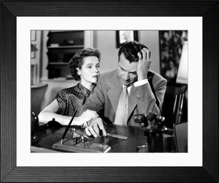 Framed Print : PITFALL, Jane Wyatt, Dick Powell, 1948, worried