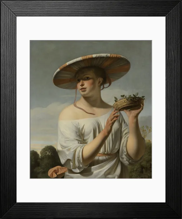 Framed Print : Girl in a Large Hat, by Caesar Boetius van Everdingen, c. 1645-50, Dutch painting, oil on canvas Framed Print : Girl in a Large Hat, by Caesar Boetius van Everdingen, c. 1645-50, Dutch painting, oil on canvas