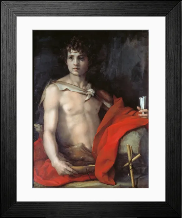 Framed Print : St John the Baptist, by Andrea DAgnolo known as Andrea del Sarto, 1522 about, 16th Century, tempera on panel, cm 94 x 68 - Italy, Tuscany, Florence, Palazzo Pitti