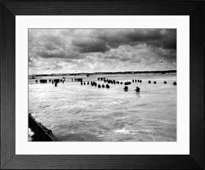 Framed Print : U.S. troops wading to Utah Beach during the D-Day invasion of Normandy on June 6-8, 1944. World War 2. (BSLOC_2014_2_23) Framed Print : U.S. troops wading to Utah Beach during the D-Day invasion of Normandy on June 6-8, 1944. World War 2. (BSLOC_2014_2_23)
