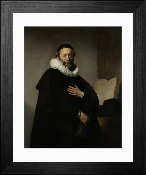 Framed Print : Portrait of Johannes Wtenbogaert, by Rembrandt van Rijn, 1633, Dutch painting, oil on canvas