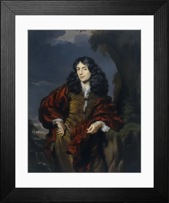 Framed Print : Portrait of a Young Man, possibly Simon van Alphen, by Nicolaes Maes, 1675-85, Dutch oil painting