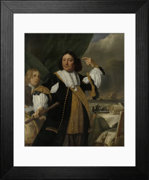 Framed Print : Aert van Nes, Vice Admiral, by Bartholomeus van der Helst and Ludolf Bakhuyse, c. 1668, Dutch painting, oil on canvas