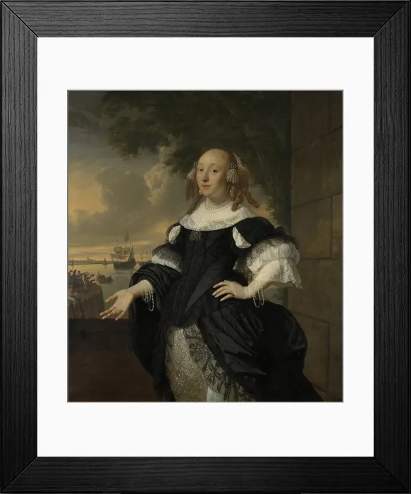 Framed Print : Geertruida den Dubbelde, Wife of Aert van Nes, by Bartholomeus Van der Helst, 1668, Dutch painting, oil on canvas