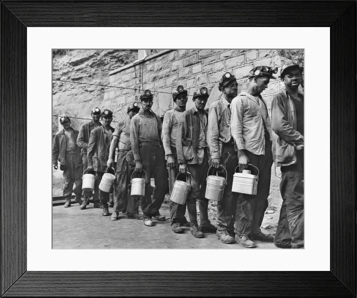Framed Print : Coal miners checking in at completion of morning shift. Kopperston, Wyoming County, West Virginia. Aug. 22, 1946. Photo by Russell Lee. (BSLOC_2014_13_233)