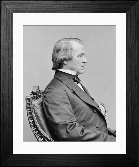 Framed Print : Andrew Johnson in profile portrait photo taken in the Matthew Brady studio in the 1860s (BSLOC_2019_5_97)