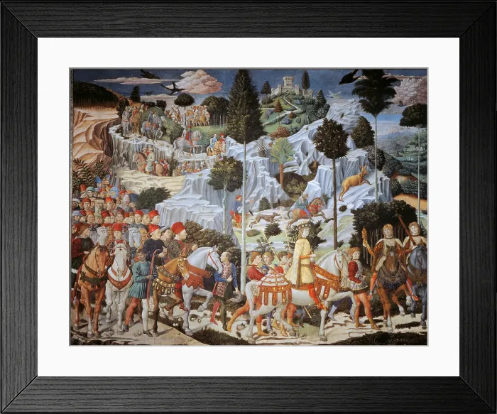 Framed Print : Frescoes of the Chapel of the Magi, by Benozzo di Lese di Sandro known as Benozzo Gozzoli, 1459 - 1460 about, 15th Century, fresco, - Italy, Tuscany, Florence