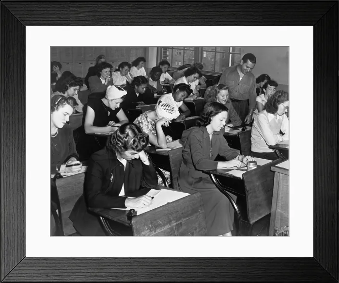 Framed Print : Women taking the qualifying exam for the New York City police force. 1947. (BSLOC_2014_13_218)