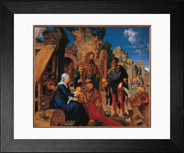 Framed Print : Adoration of the Magi, by Albrecht Drer, 1504, 16th Century, oil on fir panel, cm 100 x 114 - Italy, Tuscany, Florence, Uffizi Gallery. All