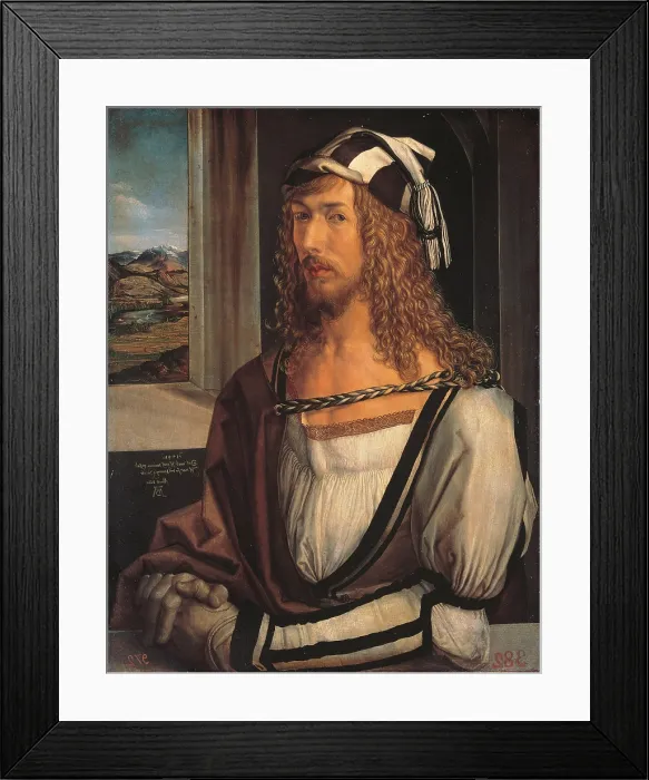 Framed Print : Self portrait, by copy from Albrecht Drer, 1600 - 1650, 17th Century, oil on panel, cm 52 x 41 - Italy, Tuscany, Florence, Uffizi Gallery. All Framed Print : Self portrait, by copy from Albrecht Drer, 1600 - 1650, 17th Century, oil on panel, cm 52 x 41 - Italy, Tuscany, Florence, Uffizi Gallery. All