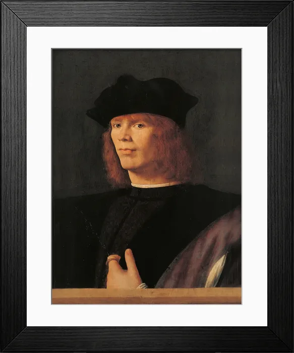 Framed Print : Portrait of a Young Man, by Andrea Solario (or Solari), 1500 - 1505 about, 16th Century, tempera and oil on canvas, cm 42 x 32 - Italy, Lombardy, Milan, Brera Art Gallery. All