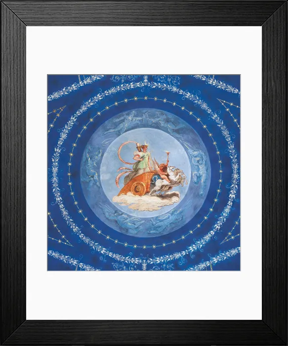 Framed Print : Vault of the Hall of Diana in Palazzo Gessi in Faenza Diana chariot (Allegory of the night), by Giani Felice, 19th Century, 1813, fresco (tempera on wall), - Italy