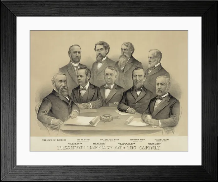Framed Print : President Benjamin Harrison and his cabinet, c. 1889 Framed Print : President Benjamin Harrison and his cabinet, c. 1889